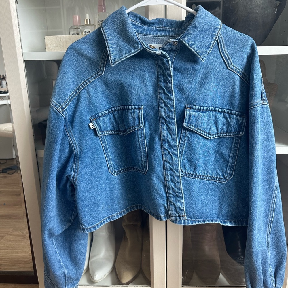 Revolve lovers and friends MICHA CROPPED DENIM SHACKET